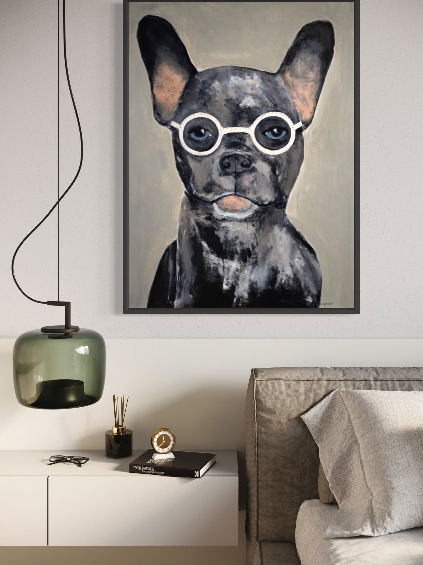 French Bulldog Wearing Glasses - SOLD