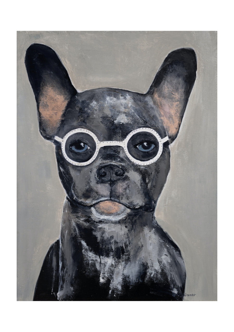 Frenchie in glasses Art Print - from